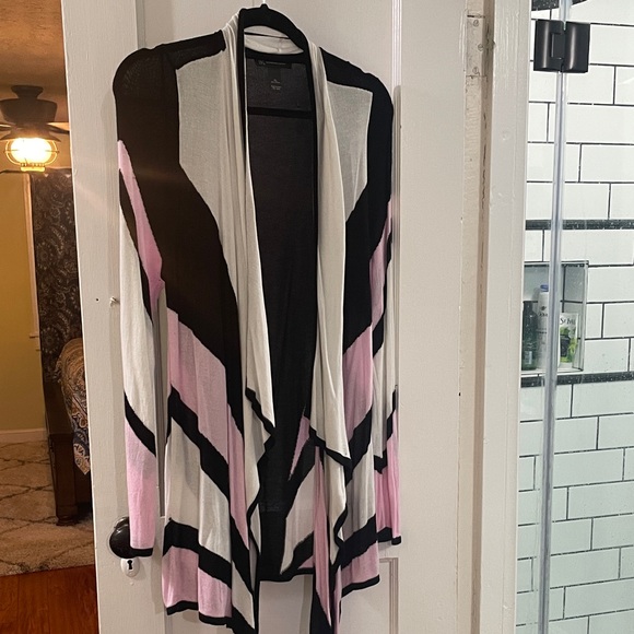 INC International Concepts Black, Pink, and White Cardigan - Picture 1 of 3